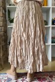 Twisted Sister Crinkle Midi Skirt Oyster